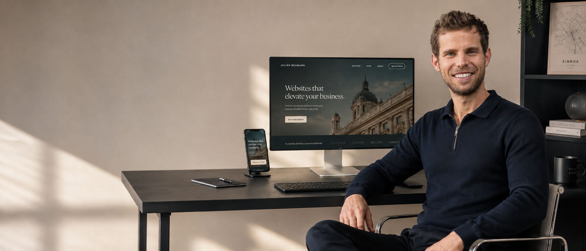 Desktop and mobile mockup of a modern business website designed by Andreas Gesellmann
